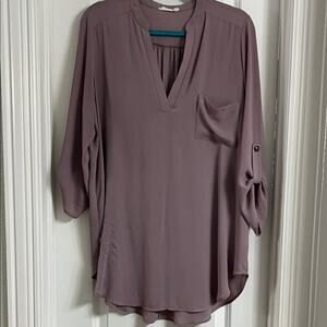 Lush Mauve Blouse with Pocket Detail Size XL